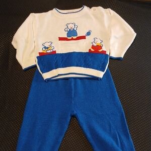 VTG JCPenney 18 Mos Blue and White Bear Set B20